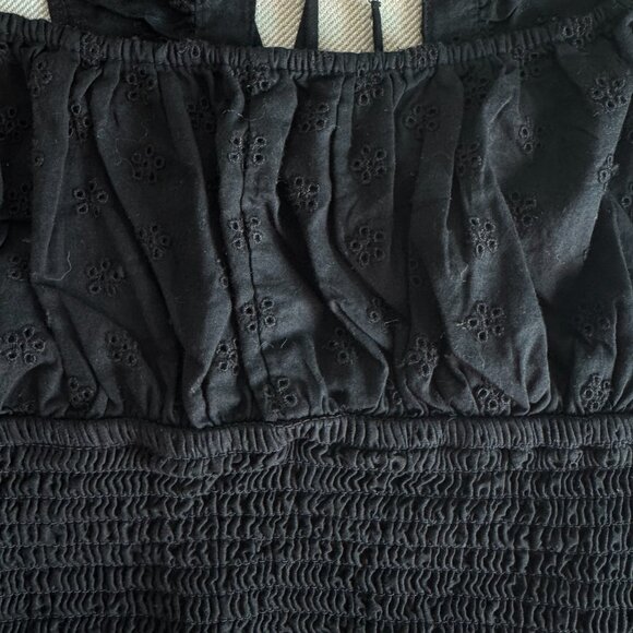Stradivarius Black Eyelet Ruffle Crop Top (Size S) New Without Tags 🖤 - Picture 9 of 12